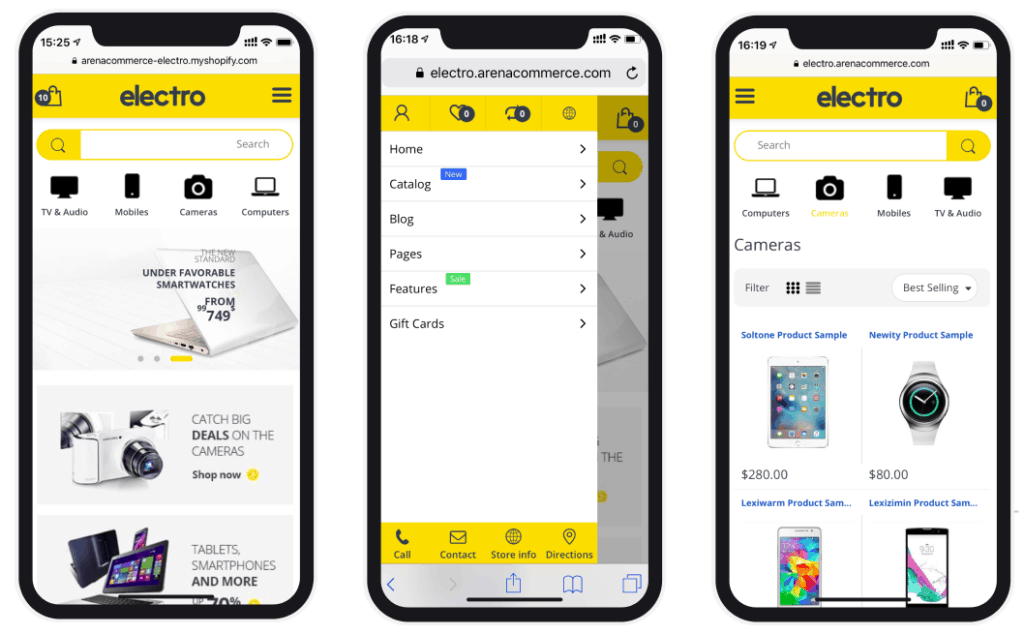 Version mobile du thème Shopify Electro.